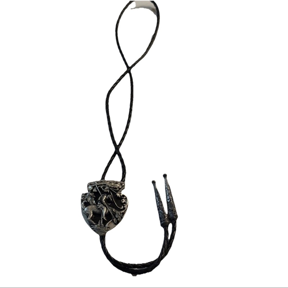 End of Trail Horse Bolo Tie Adjustable 36 inch Cord Antique Silver Made in USA - Picture 4 of 12